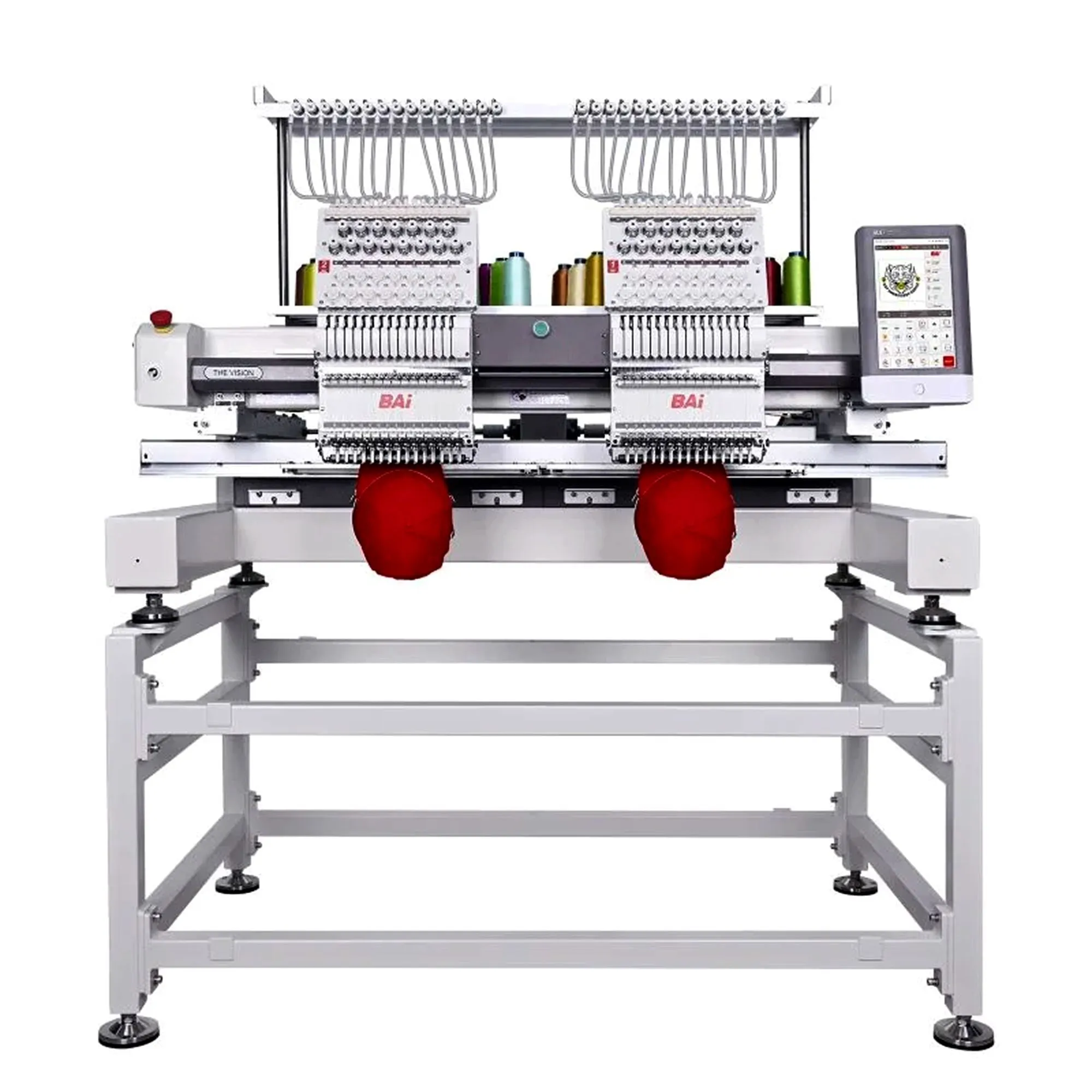 BAi VISION Two Head 15 Needle Embroidery Machine Bundle with Cap & Hat Hoops