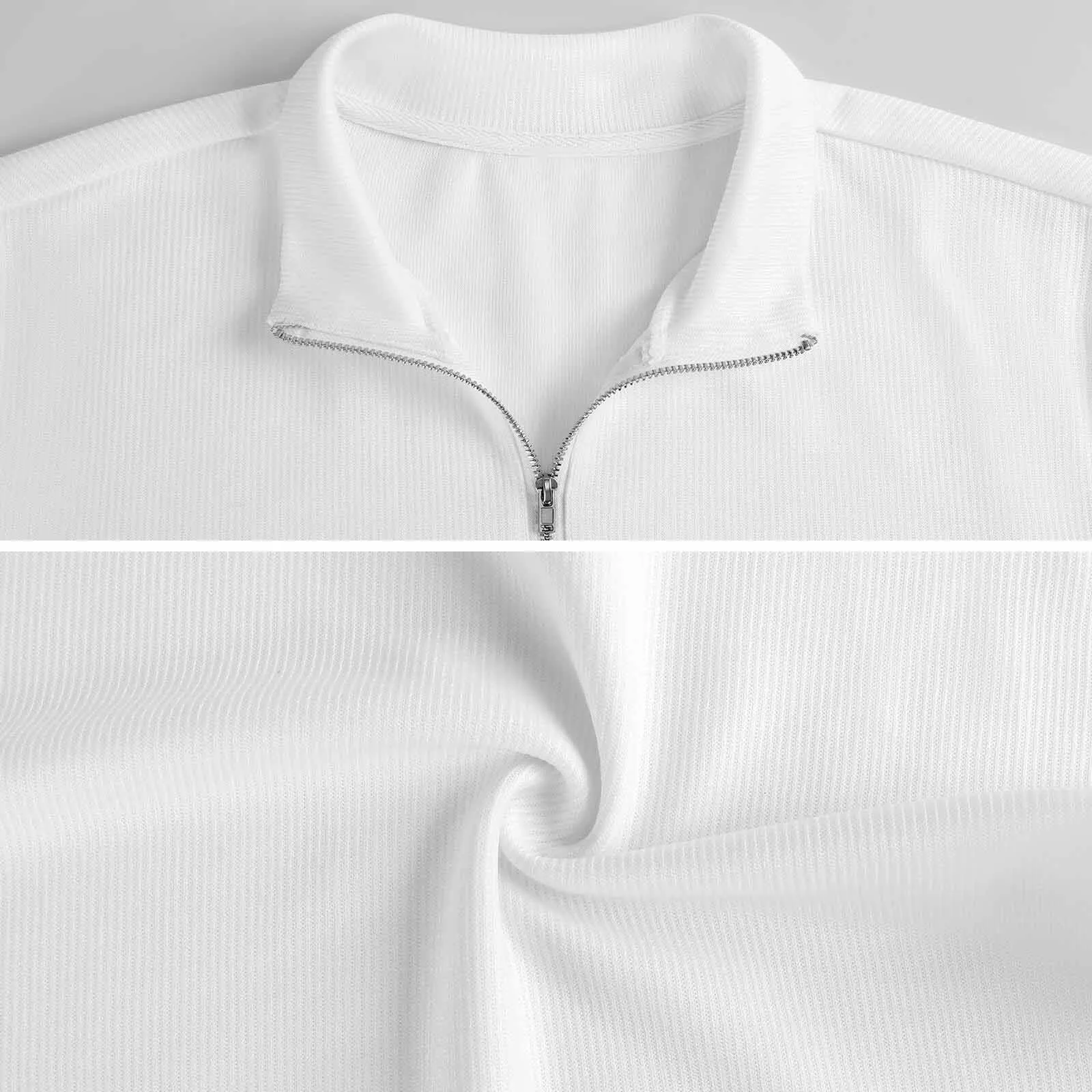 Custom Face Solid Color Long Sleeve Men's Sweater Polos